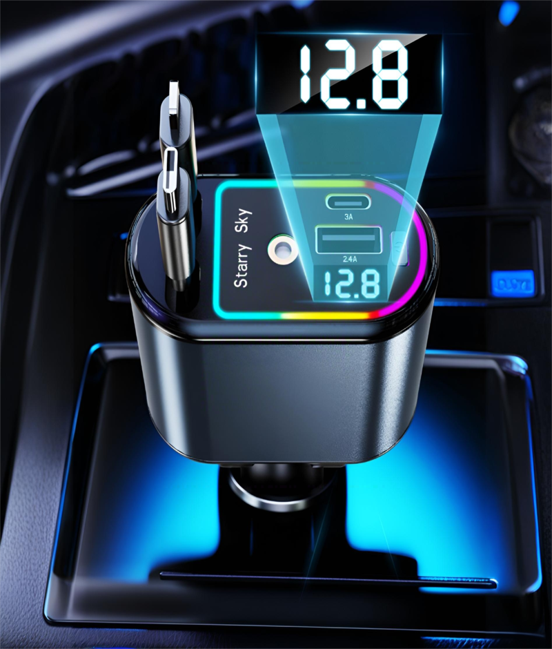 120W Fast Charging Car Charger (4-in-1)