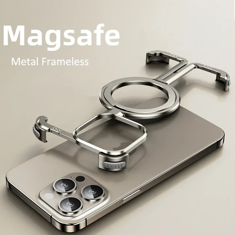 Luxury Zinc alloy Frameless Magsafe Stand Phone Case